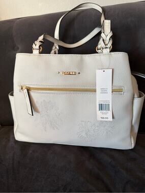 Rosetti Cream Embossed Floral Purse with Gold Accents